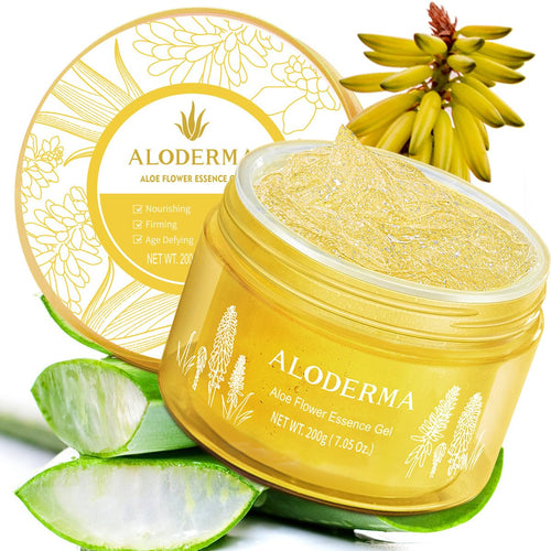 Aloderma Age - Defying 24K Gold Leaf Aloe Flower Essence Gel – 7oz - AloDerma