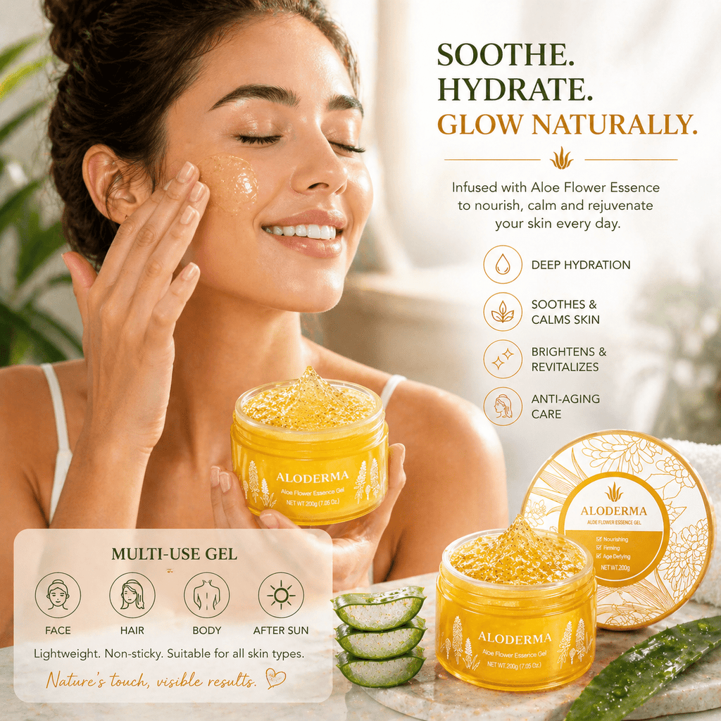 Aloderma Age - Defying 24K Gold Leaf Aloe Flower Essence Gel – 7oz - AloDerma