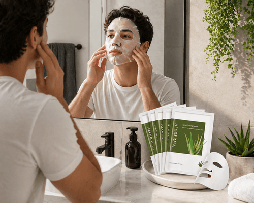 Aloderma Firming Sheet Masks | 89% Organic Aloe Vera, Hyaluronic Acid & Arginine | 5 - Pack - AloDerma
